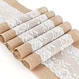 TAOCOCO Jute Tischläufer 5 Stück Rustic Burlap Spitze Hessischen Rustikale Land für Hochzeit Festival-Ereignis Tischdekoration 30 x 275cm