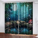 Schallschutz Vorhang Lärmschutz Fantasy-Waldpilz 260X220Cm Verdunkelungsvorhang Thermovorhang Hitzeschutz Blickdichte Vorhänge Kinderzimmer Mädchen Junge Gardinen Wohnzimmer Mit Ösen