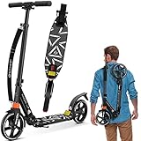 KESSER® Cityroller Scooter 205mm Räder PU Big Wheel - Pro-S Tretroller mit Doppel Federung, City-Roller Scooter klappbar und Höhenverstellbar, Roller Kickscooter für Erwachsene und Kinder, Carbon