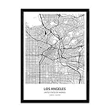 Nacnic Poster mit Karte von Los Angeles - USA. Blätter von US-Städte mit Meeren und Flüssen in schwarz und weiß. A3