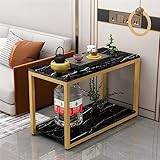 JHKZUDG 2-Stufiger Couchtisch,Goldener Metallrahmen Akzent Sofa Seitentea Tisch,Cocktail -Mitte -Tisch Mit Lagerregal,Für Wohnzimmer, Schlafzimmer Und Büro,Schwarz