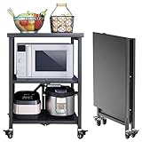 SXLIGHT Küchenregal Mit Abschließbaren Rädern - 3-stufiger Klappbarer Servierwagen Aus Edelstahl, Kommerzieller Rollender Catering-Organisationswagen Für Hotels Und Restaurants