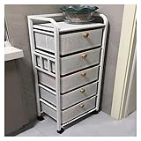 XPLKQXE Mobile Metallregale Für Den Hausgebrauch, Abnehmbare Mit Ausgeschnittenen Schubladen Einkaufswagen, Küche Gemüse Obstkorb Mit Rädern, Weiß (Farbe : Weiß, Größe : 41x26.5x101cm)