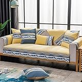 CouchüBerwüRfe Eckcouch,Warme Sofakissenbezug,rutschfeste Sofabezüge im chinesischen Stil,Schildbezug für Stoff-/Ledercouch,Gelb,90*240cm