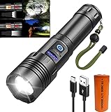 UNIWA Taschenlampe LED Aufladbar, Mini 15000 Lumen LED Taschenlampe Extrem Hell,USB Aufladbar Taktische Taschenlampen,7 Lichtmodi Zoombar,Wasserdichte Flashlight für Camping Wandern Notfälle