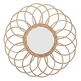 minkissy 1pc Wicker Dekorative Spiegel Vintage Vanity Spiegel Nordic Decor Wandspiegel Makramee Spiegel Nordic Wand Spiegel Rattan Spiegel Haushalt Make-up Spiegel Fotografie Prop Glas