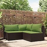 BULANED 3-TLG. Garten-Lounge-Set mit Kissen, Gartenlounge Set, Lounge Gartenmöbel Set, Möbelsets, Loungemöbel, Balkon Möbel, Garten Möbel, Braun Poly Rattan