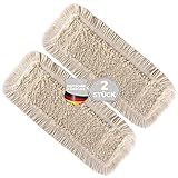 Thometzki Wischmopp-Bezug (2x, 40cm) - Bodenwischer-Wischbezug zur Echtholz Trocken- & Nass-Bodenpflege - Bodenwischer-Bezug für Parkett-Dielen, Laminat & Fliesen - Hochwertiger Wischer-Bezug Beige