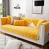 SofaläUfer U-Sofa,Super weicher Plüsch Sofa Saver,Warmer Herbst/Winter Couch Kissenbezug,universelle rutschfeste Sofasitzbezüge,Gelb,30*50cm Kissenbezug