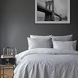 LERUUM Bettwäsche-Set für Doppelbett, Baumwolle, Weiß, Grau, wendbar, Chevron-Muster, Bettbezug-Set (hellgrau, Doppelbettgröße)