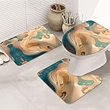 YAzgaN 3-teiliges Badezimmer-Teppich-Set, luxuriöse, weiche Flanell-Antirutschmatte, super saugfähig, maschinenwaschbar, Dunhuang Mystery