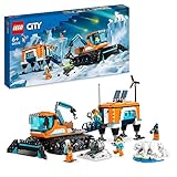 LEGO 60378 City Arktis-Schneepflug mit mobilem Labor, Schneefahrzeug-Spielzeug zum Bauen, enthält einen Spielzeugkran, einen Meteoriten, 4 Minifiguren und 3 Eisbärenfiguren, Kinder ab 6 Jahren