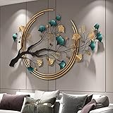 Ainydie 3D Ginkgo Baum Metall Wanddeko, Handgefertigt Metall Wandskulptur Wandschmuck, Wohnkultur für Wohnzimmer Schlafzimmer Esszimmer,110x68cm