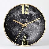 Scra AC Einfache schwarze graue minimalistische Glas-Wanduhr, kreative Persönlichkeit, elektronische Uhren und Uhren, Metallmaterialien, stummte Glocke, die Größe von 35 cm x 35 cm x 4,5 cm