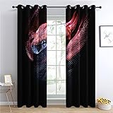 THYUNQ Vorhänge Schlange Motiv, Vorhang Blickdicht Verdunklungsvorhänge mit Ösen - Gardinen Wohnzimmer Schlafzimmer Fenster, 2er Set Curtains, H 200 x B 140 cm