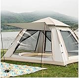 Tunnelzelt für 4 Personen, insektensicher, Doppeltüren und Vier Fenster, Tipi-Zelt, stabiles, stabiles, günstiges Zelt für Camping