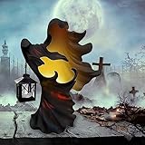 Höllenbote mit Laternen Ornamente | 20 cm Halloween Geister Statue aus Kunstharz Garten Deko | Hell's Messenger mit Lichtern Halloween Deko | Horrorhexe Figuren Halloween Dekorationen