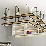 Weinregal Bar Restaurant Hängende Metall Eisen Massivholz Deckenmontage Blumenständer Dekoration Weinhalter für Restaurants 80 x 30 x 80 cm 80 x 30 x 80 cm