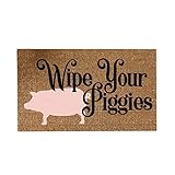 Wipe Your Piggies Lustiges Willkommen Ziege Lustige süße Fußmatte Fußmatte Willkommen Freunde Fußmatte Lustige Fußmatte Zuhause Fußmatte Teppich Hellblau