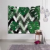 Wandteppichpolyester Tropische Pflanze Muster Stoff Wandbehang Tapisserie Blätter Böhmische Kunst Teppich Decke Strandtuch Yoga Picknickmatte 3D 150x130cm