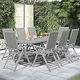 Yolola Sitzgruppe Garten Essgruppe 8 Personen Gartenmöbel Holz Gartenmöbel Set mit 8 Klappstühle Gartenmöbel Essgruppe Gartengarnitur Sitzgarnitur Gartentisch Ausziehbare Grau