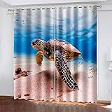 Vorhänge Schlafzimmer 3D Mode Kunst Schildkröte Blackout Curtain Verdunkelung 220x210 cm Gardinen Blickdichte Vorhänge Schlafzimmer Ösen Thermo Vorhang, Mit Muster Für Fenster Wohnzimmer