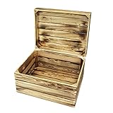 MARWOOD PREMIUM QUALITY Geschenkbox Holz 50x40x29 cm Geflammt I Weinkiste Vintage Kiste Holzkiste mit Deckel Geschenkkiste Erinnerungskiste Weinkisten Holzbox Holztruhe Aufbewahrungsbox