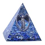 Amogeeli Lapislazuli Kristall Pyramide mit Kupfer Engel Figur, Liebe und Frieden Schutzengel Reiki Pyramide Energie Edelstein Meditation Chakra Heilstein Feng Shui Deko