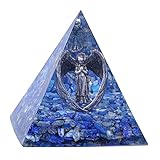 Amogeeli Lapislazuli Kristall Pyramide mit Kupfer Engel Figur, Liebe und Frieden Schutzengel Reiki Pyramide Energie Edelstein Meditation Chakra Heilstein Feng Shui Deko