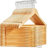 Ecoix 30 Stück Kleiderbügel aus Holz | mit Hosensteg und Rockkerben | 360 Grad drehbar | für Hosen, Hemden, Anzüge, Kleider und Röcke