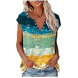 Komiseup Oberteile Damen Sommer Bluse Elegant ärmellose T-Shirt Crop Tops Shirt Oberteile Frauen Schwarz Kleidung Locker Sommer Shirts Top Damen V-Ausschnitt Tshirt Casual Klamotten Teenager Mädchen