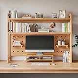 Hölzernes Schreibtisch-Bücherregal, Büro-Schreibtisch-Organizer, DIY-Display-Regal, Zusammengesetztes Hölzernes Lagerregal, 2-stufiges Multifunktionales Computer-Schreibtisch-Bücherregal ( Color : A1