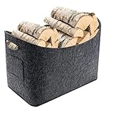 Groß Filztasche Kaminholz,Kaminholztasche Faltbar Holzkorb Filzkorb Filz Shopper Einkaufstasche Multifunktional Kaminholztasche Aufbewahrungskorb Treppenkorb Kaminholzkorb für Kaminholz Brennholz