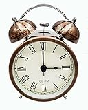 Cooja 3' Vintage Retro Wecker Analog Ohne Ticken Lautlos, Doppelglockenwecker Quartz Batteriebetrieben mit Laut Alarm Nachtlicht für Kinder