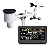 ECOWITT Wetterstation WS2910, drahtlose solarbetriebene 7-in-1 Wetterstationen für den Außenbereich, WiFi Farb-LCD-Display für den Innenbereich, Wetterwarnungen für den Hausgarten, Farm, 868 MHz