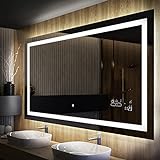 Badspiegel 100x80cm mit LED Beleuchtung - Wählen Sie Zubehör - Individuell Nach Maß - Beleuchtet Wandspiegel Lichtspiegel Badezimmerspiegel - LED Farbe zu Wählen Kaltweiß/Warmweiß L15