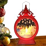 Hängende Laterne für Weihnachtskerze, Mini-Laterne mit glitzernden LED-Kerzen | beleuchtete Ornamente für Weihnachtsmann Laterne für Weihnachten im Herzstück Angxiong