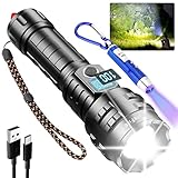 WholeFire Taschenlampen LED, Superhell Wiederaufladbare 20000 Lumen LED Taschenlampe, Wiederaufladbar XHP70.2 Leistungsstarke Taschenlampe Batteriebetrieben Zoombar für Camping, Notfallgeschenk