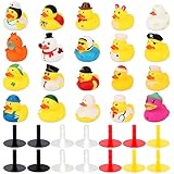 SAVITA 20st Gummi Badeenten mit 50st Gummi Enten Steckerhaltern, Lustiges Bade Enten Spielzeug Gummi Enten Neuheit Bade Enten Badewannen Spielzeug für Jeep Kinder Babyparty Enten Partygeschenke