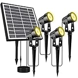 Totofac Solarlampen für Außen Garten, Wasserdichte Solar Strahler für außen mit Erdspieß, 4 Helligkeitsstufen LED Warmweiß Solar Gartenleuchte für Garten, Sträucher und Stufen -4 Stück