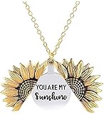 Senteria Halskette mit Sonnenblumen-Medaillon-Aufschrift You Are My Sunshine, graviert, für Frauen und Mädchen, mit schöner Geschenk-Box, Geschenk für Mama