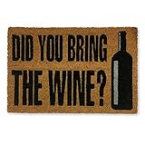 KOKO DOORMATS Fußmatte lustig für den hauseingang | Fussmatten haustür für draußen | Türmatte aus Natürlichen Kokosfasern mit Strapazierfähiger PVC-Basis | Did You Bring The Wine? | 60x40x1.5 cm