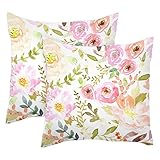 2Er Set Zierkissenbezüge Frühlingsblume, Rosa Rose Gemütliche Kissenhülle Premium,Stilvolles Sofakissen Bezug Für Couch Kissen Bed 45X45Cm