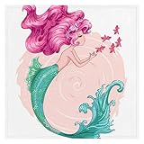 Mädchen Meerjungfrau Stoffservietten Set von 1 Meerjungfrau niedlich wiederverwendbar waschbar Küche Esstisch Servietten für Zuhause Abendessen Hochzeit Bankett Bankett Party 50,8 x 50,8 cm