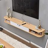 Wandhängender TV-Schrank, schwimmende Unterhaltungseinheit aus ökologischem Massivholzbrett, wandmontiertes TV-Regal für Wohnzimmer, Schlafzimmer/A/140 cm/C/140 cm