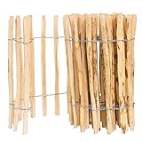 BOGATECO Staketenzaun Haselnuss Kastanie | Holz-Zaun 60 cm Hoch & 500 cm Lang | Lattennabstand 4-5 cm | Perfekt als Gartenzaun