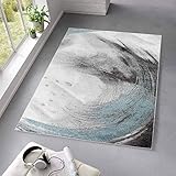 Taracarpet Kurzflor Teppich fürs Wohnzimmer Schlafzimmer und das Kinderzimmer Moderner Designerteppich TC-Fashion 6116 Circle blau 200x280 cm