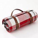 YYHMKB Picknickdecke zum Wandern und Camping, mit dreifach laminiertem Stoff ein besseres Outdoor-Erlebnis! (Red Grid, 200 x 200)