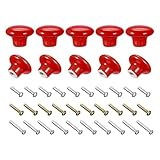 sourcing map Keramik-Schubladenknöpfe, 15 Stück, Vintage-Kommoden, pilzförmig, 2,8 x 3,8 cm, für Kommoden, Türgriffe, Schrank, Kleiderschrank, Schublade (rot)