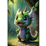 AiYuanzsh 5D-Diamant-Malerei-Sets für Erwachsene Anfänger, runde Kits, DIY, grüner Drache, Diamant-Kunst-Sets für Kinder, Diamant-Malen-nach-Zahlen-Set, 30,5 x 40,6 cm